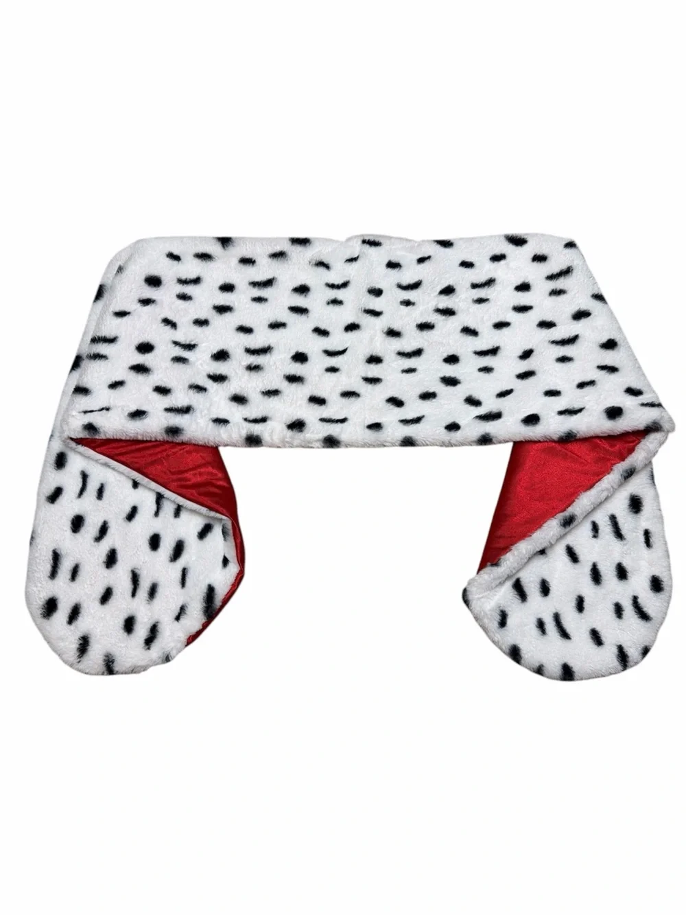 Faux Fur Dalmatian Print Shawl Adult Halloween Costume Black White Scarf Cosplay